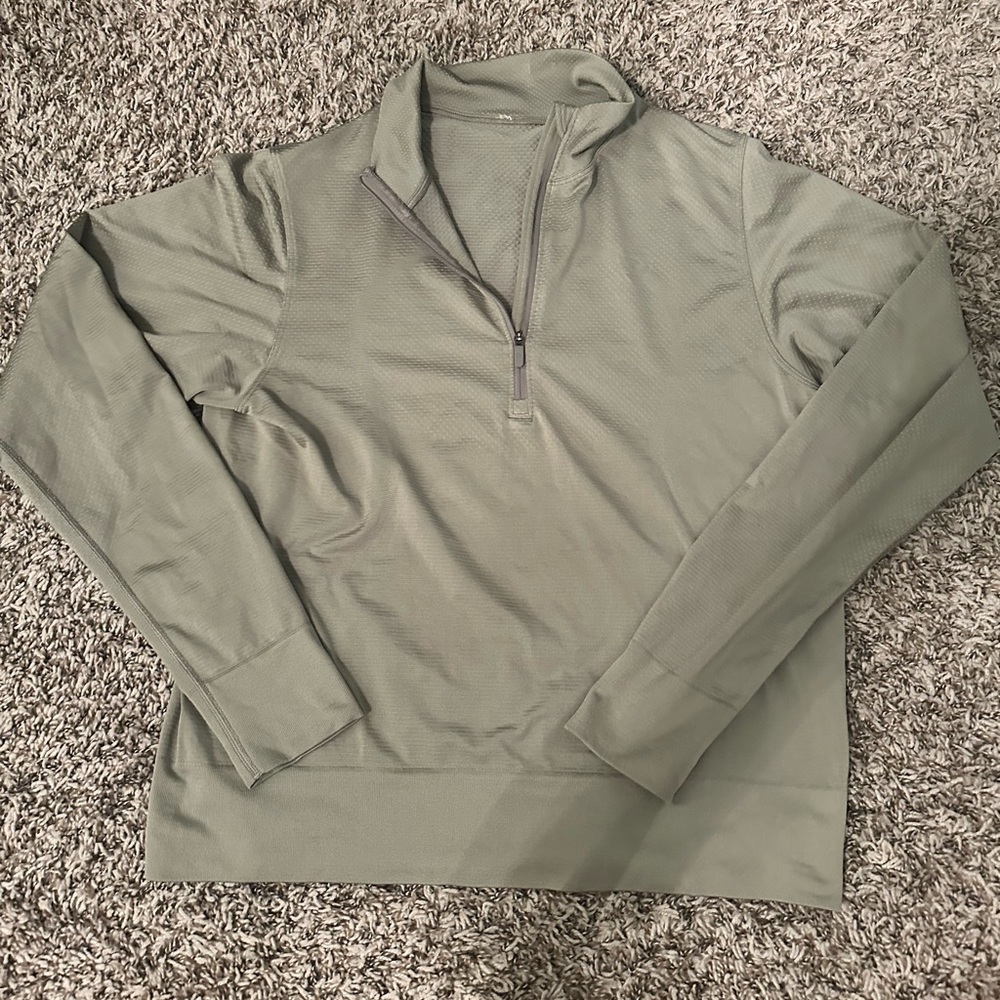 Lululemon Gray Quarter-Zip Pullover, had a logo but was removed, see 3rd picture